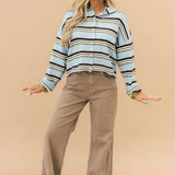 Stripe Soft Sweater Cardigan | Blue