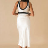 Satin Midi Skirt | Pearl