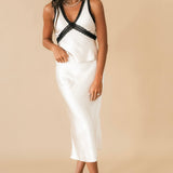 Satin Midi Skirt | Pearl
