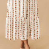Floral Stripe Midi Dress | Cream