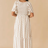 Floral Stripe Midi Dress | Cream