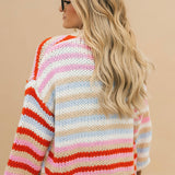 Multi Stripe Chunky Knit Cardigan