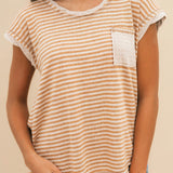 Washed Stripe Top | Almond