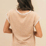 Washed Stripe Top | Almond