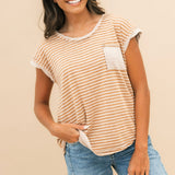 Washed Stripe Top | Almond