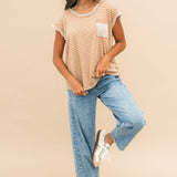 Washed Stripe Top | Almond
