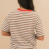 Fall Stripe Short Sleeve Top | Chocolate