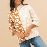 Colorblock Mock Neck Sweater | Leopard