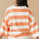 Oversized Stripe Collar Pullover | Peach