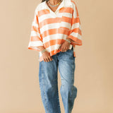 Oversized Stripe Collar Pullover | Peach