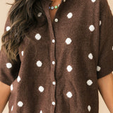 Polka Dot Party Cardi | Brown White