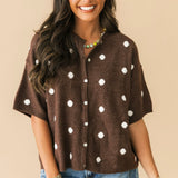 Polka Dot Party Cardi | Brown White
