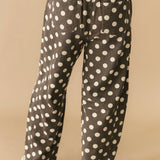 Polka Dot Barrel Pant | Brown Cream