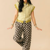 Polka Dot Barrel Pant | Brown Cream
