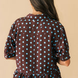 Bailey Polka Dot Button Top | Brown