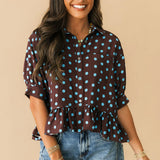 Bailey Polka Dot Button Top | Brown