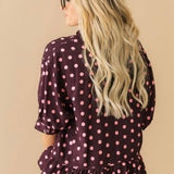 Bailey Polka Dot Button Top | Wine
