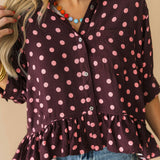 Bailey Polka Dot Button Top | Wine