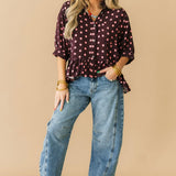 Bailey Polka Dot Button Top | Wine