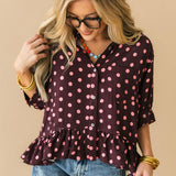Bailey Polka Dot Button Top | Wine