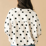 Polka Dot Quarter Zip Pullover | Cream