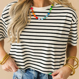 Cropped Stripe Tee | Black