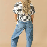 Cropped Stripe Tee | Black