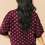 Polka Dot Sweater Top | Burgundy
