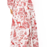 Red & White Christmas Twall Cotton Midi Skirt | Queen Of Sparkles