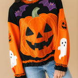 Multi Ruffle Lace Trim Pumpkin & Bat Sweatshirt | Queen Of Sparkles