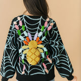Black Multi Spider On Web Button Up Cardigan | Queen Of Sparkles