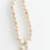 Kaiden Chunky Beaded Heart Necklace | Cream