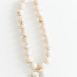 Kaiden Chunky Beaded Heart Necklace | Cream
