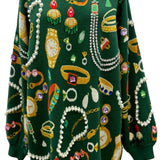 Green Jewelry Queen Sweater Dress