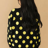 Black & Green Polka Dot 'Spooky Season' Mock Neck Sweater | Queen Of Sparkles