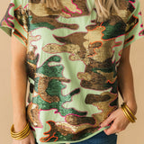 Sequin Mint & Brown Camo Tee | Queen Of Sparkles