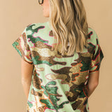 Sequin Mint & Brown Camo Tee | Queen Of Sparkles