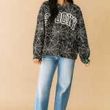 Black & White Spider Web 'Spooky' Sweatshirt | Queen Of Sparkles
