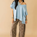 Easy Breeze Oversized Top | Light Blue