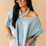 Easy Breeze Oversized Top | Light Blue