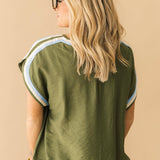 Contrast Trim Boxy Top | Olive