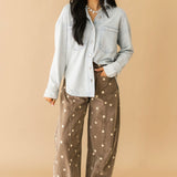 Polka Dot Barrel Pant | Brown