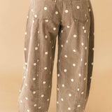 Polka Dot Barrel Pant | Brown