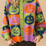 Multi Checkered Pumpkin Button Up Cardigan | Queen Of Sparkles