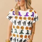 White Pumpkin, Cat & Witch Hat Tee | Queen Of Sparkles