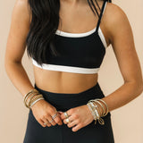 Double Layer Banded Sports Bra | Black