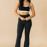 Double Layer Banded Sports Bra | Black