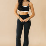 Soft Knit Foldover Flare Leggings | Black