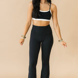 Soft Knit Foldover Flare Leggings | Black