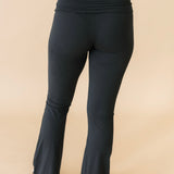Soft Knit Foldover Flare Leggings | Black
